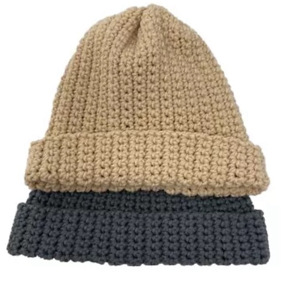 Unisex Adult Homemade Crochet Hat Beanie/Cap Tan or Gray - Picture 5 of 5